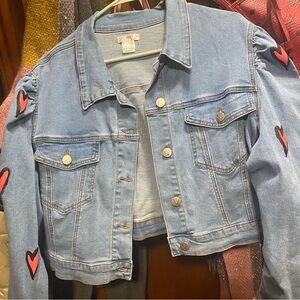 VENUS Light Blue Denim Jacket with Heart Details